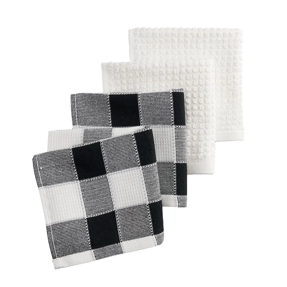 Food Network™ Black & White Buffalo Check Dishcloth 4-pk.